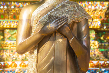 Close up hand of statue Buddha
