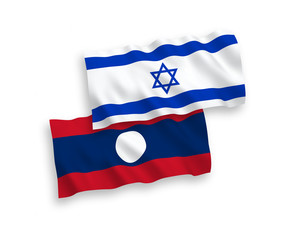 Flags of Laos and Israel on a white background
