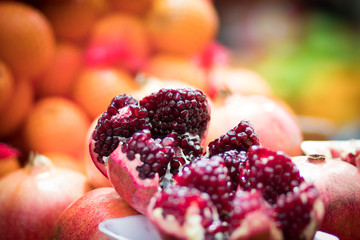 Pomegranates in the market of the Israeli market.