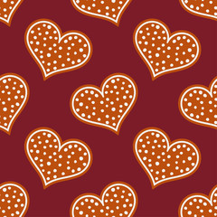 Christmas Gingerbread. Hearts. Vector illustration for web design or print.