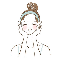 女性　スキンケア　水彩