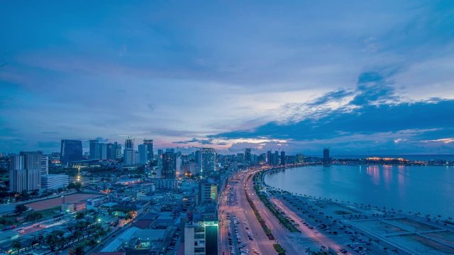 Day/Night Time Lapse, Luanda Bay, Angola, Africa