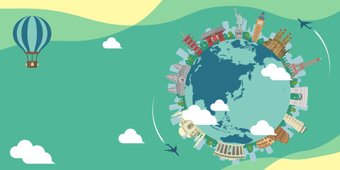 Travel, vacation, sightseeing banner vector illustration / no text