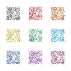 Tree-rings color icon set isolated on white background