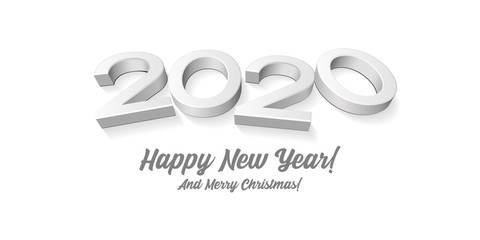 2020 Happy New Year Background, Card, Banner, Flyer Or Marry Christmas Themed Invitations. Gray Digits Isolated On White Blackground. Ready For Your Design. Vector EPS 10