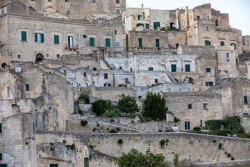 Fototapeta premium View of the Sassi di Matera a historic district in the city of Matera, well-known for their ancient cave dwellings. Basilicata. Italy