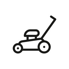 Lawn mower isolated icon, garden mower linear vector icon