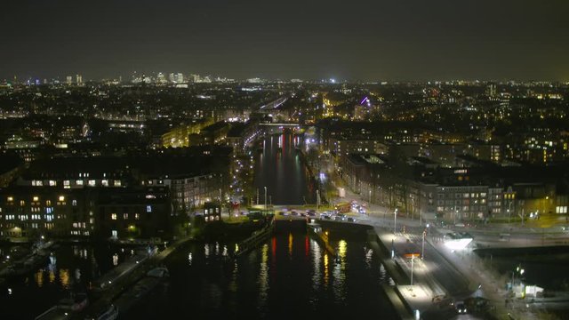 Night Time Lapse Amsterdam Netherlands Pontsteiger Bird Eye View