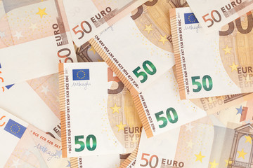 50 euro banknotes. Euro money background. Business concept.