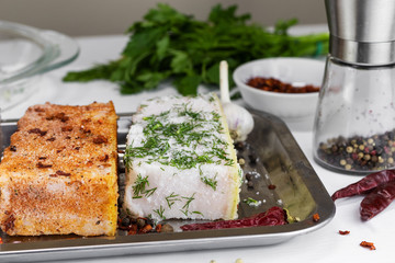 Two large pieces of salted lard