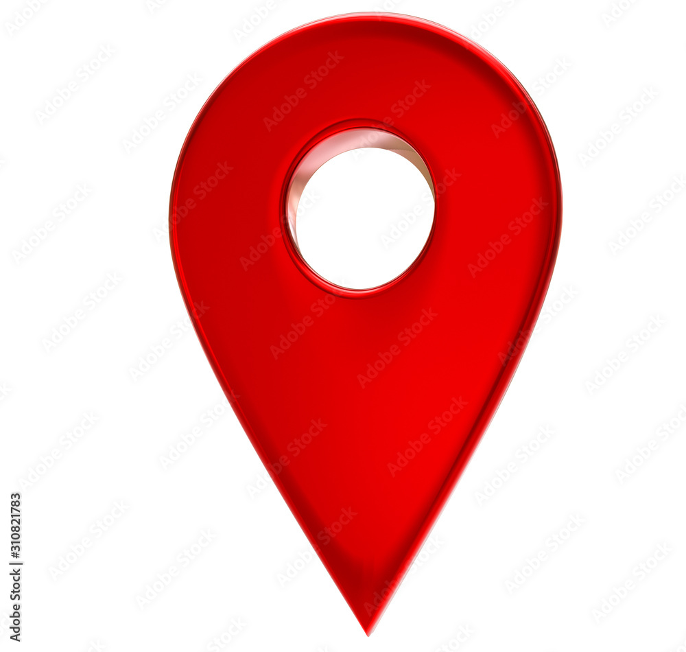 Poster red map pointer 3d pin. location symbol isolated on white background. web location point, pointer. 3