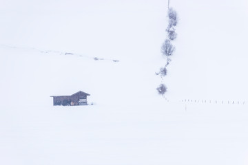 In the storm. Winter Chills in Riva di Tures. Italy