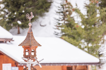 Waiting for the storm. Winter setting in Riva di Tures. Italy