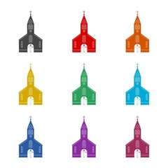 Church color icon set isolated on white background
