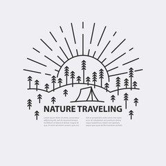 Obraz premium Flat line style travel banner