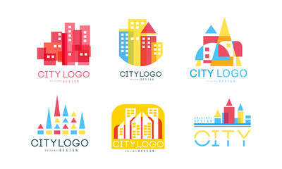 Fototapeta na wymiar City Logo Design Vector Set. Real Estate Emblem Concept