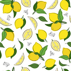 Vector seamless pattern with lemons. EPS 10