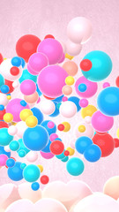 Obraz na płótnie Canvas 3d render colorful balls in the sky. (Vertical)