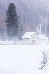 In the storm. Winter Chills in Riva di Tures. Italy