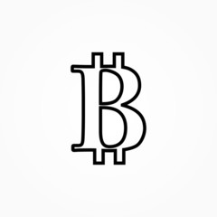 Bitcoin sign icon for internet money. Crypto currency symbol and coin image for using in web projects or mobile applications. Blockchain based secure cryptocurrency. Isolated vector illustration.