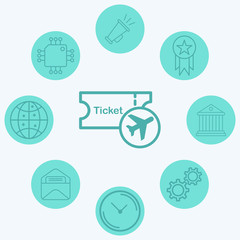 Plane ticket vector icon sign symbol