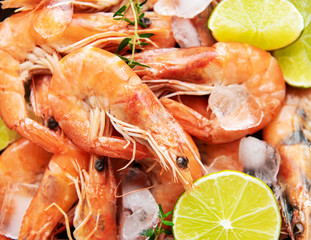 Shrimps as a food background