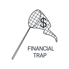 Financial trap. Vector linear icon on a white background.