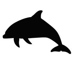vector, isolated, silhouette of a dolphin is swimming, one
