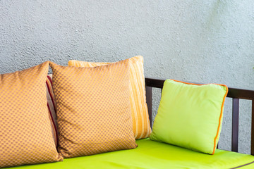 Pillow on sofa decoration around outdoor patio