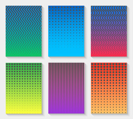 Set of modern abstract colorful backgrounds with a geometric linear pattern for brochures, booklets, flyers, posters, books, cards. Cover design template. Vector illustration.