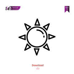 Outline sun icon. sun icon vector isolated on white background. Graphic design, material-design,weather icons mobile application, logo, user interface. EPS 10 format vector