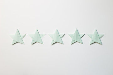 Five stars quality rating on white background
