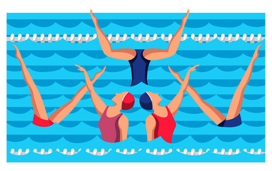 Woman athlete on synchronized swimming performance