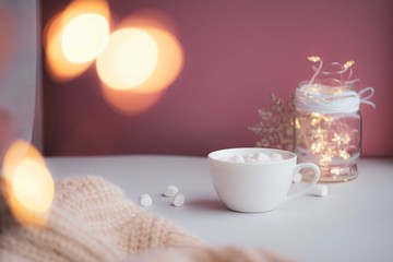 Warm cocoa with marshmellows.