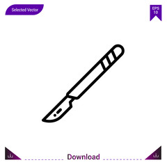  scalpel medical icon vector . Best modern, simple, isolated, application ,medical icons, logo, flat icon for website design or mobile applications, UI / UX design vector format