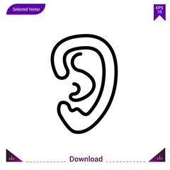 ear icon vector . Best modern, simple, isolated, application ,medical icons, logo, flat icon for website design or mobile applications, UI / UX design vector format