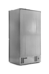 New modern refrigerator isolated on white, back view