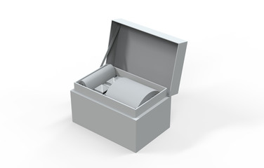 men silk tie and cuff links set for branding. 3d illustration.