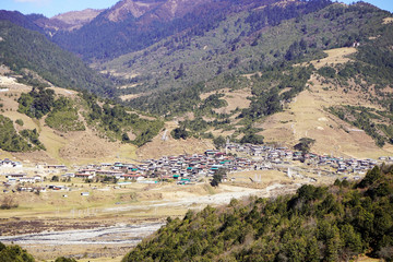 Fototapeta na wymiar Sakteng village in the eastern Bhutan 