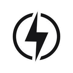 Lightning, electric power vector logo design element. Energy and thunder electricity symbol concept. Lightning bolt sign in the circle. Power fast speed logotype