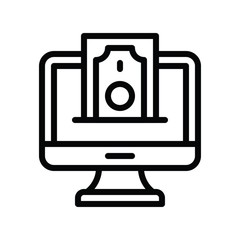 finance,  banking and money related bank note and monitor vector with lineal or Editable stroke