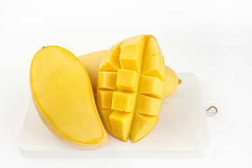 yellow mango on white background