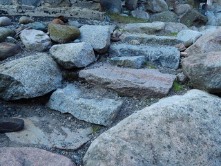 Rough natural stone staircase, ancient atmosphere