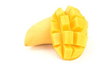 mango and sticky rice,Thai style tropical dessert on white background