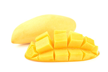 mango and sticky rice,Thai style tropical dessert on white background