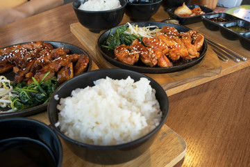 Grilled Pork and Grilled Chicken Set in Korean Hot Pan