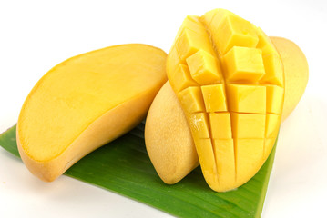 yellow mango on white background
