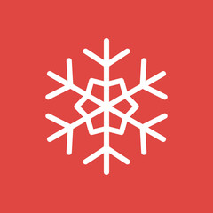 Snowflake icon, sign placed on red background