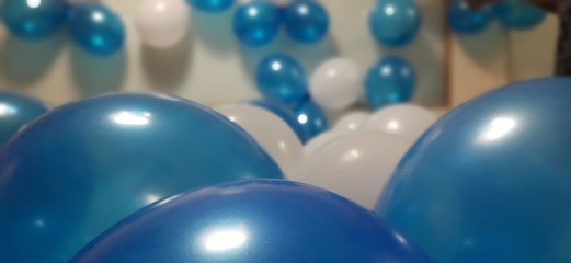 christmas balls on blue background