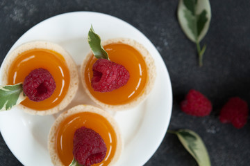 Cake. Meringue cake. Gourmet dessert on a dark background.